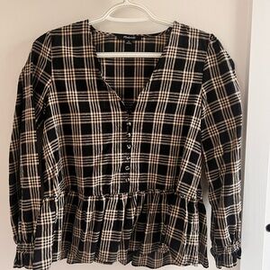 Madewell woman’s black plaid top size XS